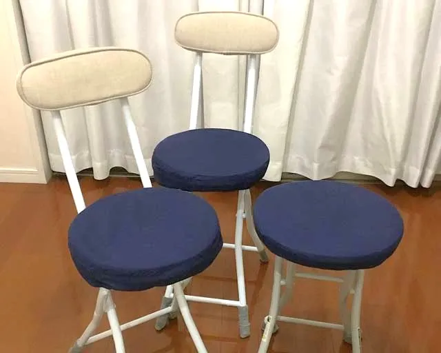 直径30cmの円形椅子用座面カバー(つむぎ風紺色)