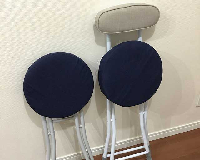 直径30cmの円形椅子用座面カバー(つむぎ風紺色)
