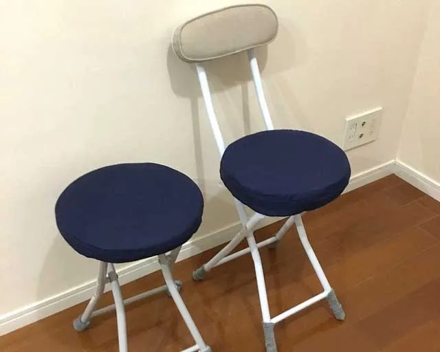 直径30cmの円形椅子用座面カバー(つむぎ風紺色)